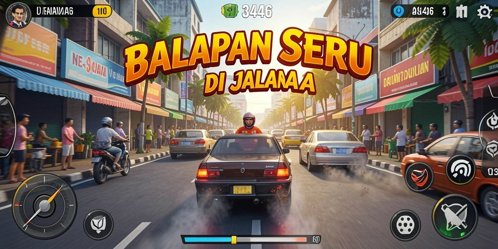 Tampilan gameplay Racing yang mendebarkan dan mengesankan.