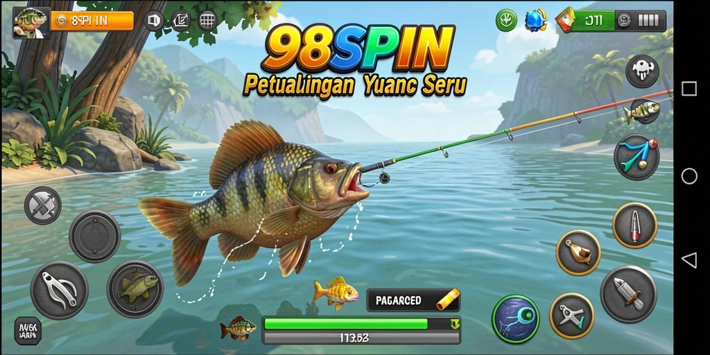 Tampilan gameplay 98SPIN menampilkan pengalaman memancing yang mendebarkan.