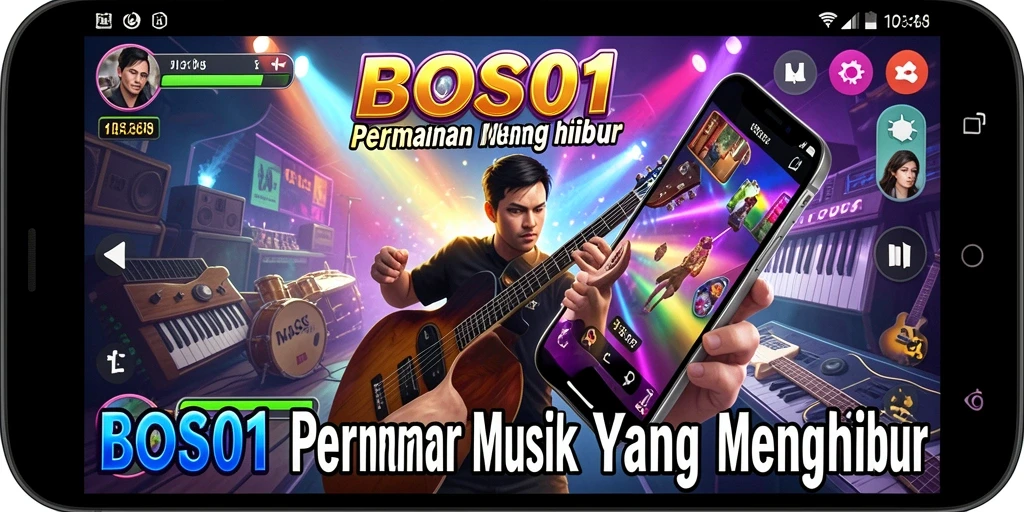 Screenshot gameplay BOS01 dengan musisi sedang beraksi.
