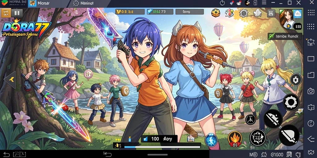 Tampilan gameplay menakjubkan DORA77 dengan karakter Anime.