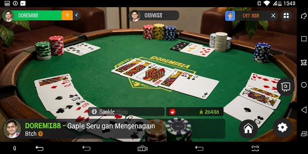 Screenshot permainan Gaple DOREMI88 dengan tema yang menarik.