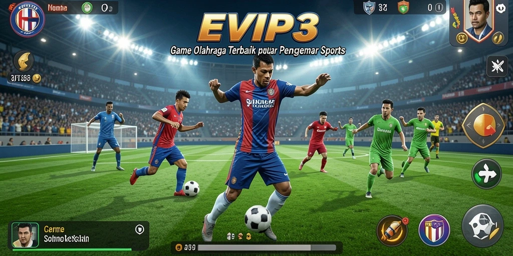 Tangkapan layar EVIP3 dengan aksi gameplay olahraga yang mendebarkan.