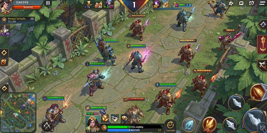 Tampilan gameplay menegangkan dalam GIM999 saat pertempuran berlangsung.