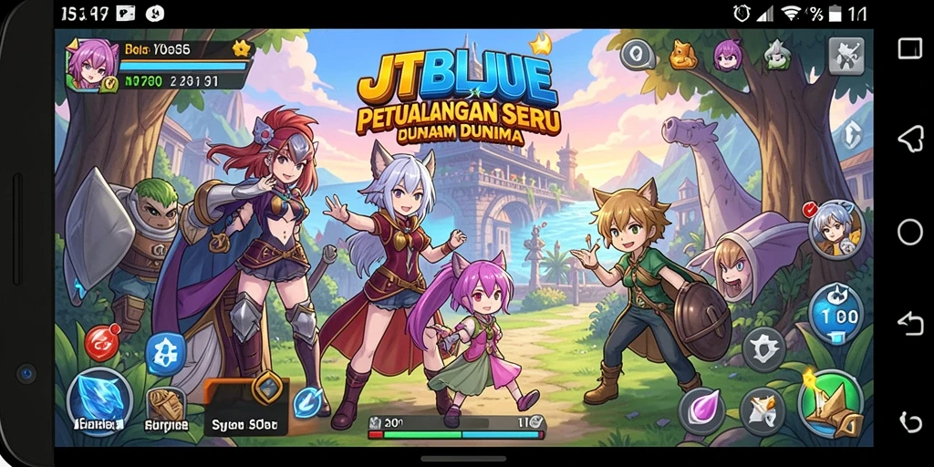 Screenshot gameplay JTBLUE yang menampilkan aksi seru karakter Anime.