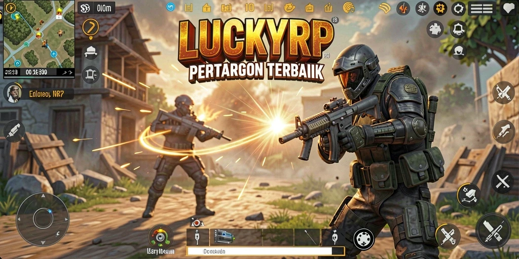 Gameplay Battle Royale yang seru dan mendebarkan dalam LUCKYRP.
