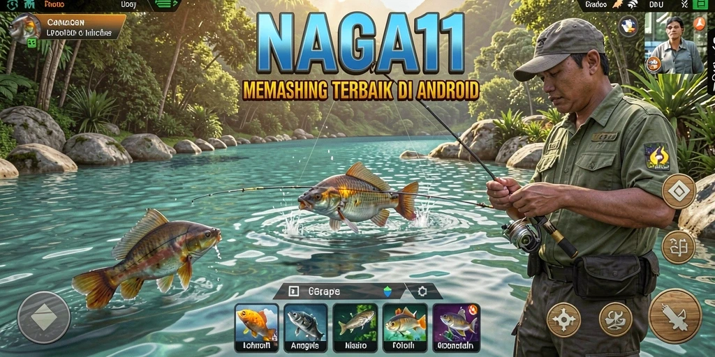 Tampilan gameplay NAGA11 dengan aksi memancing yang seru.