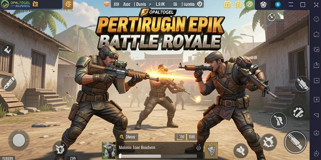 Screenshot utama OPALTOGEL menunjukkan aksi seru dalam Battle Royale.