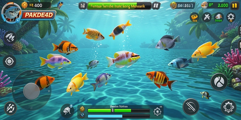 Tangkapan layar PAKDE4D menampilkan aksi seru menembak ikan.