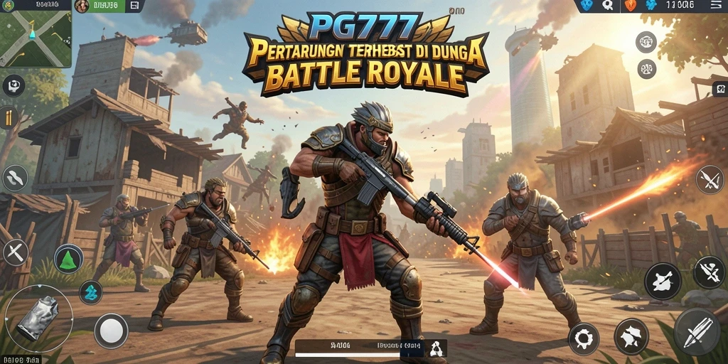 Tangkapan layar PG777 menampilkan aksi pertempuran epik di arena Battle Royale.