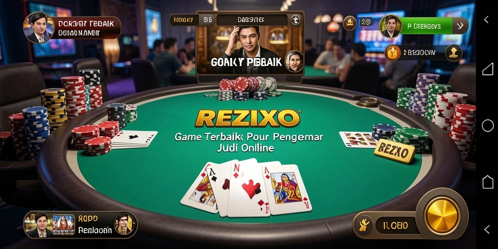 Screenshot gameplay REZIXO menampilkan suasana seru permainan Poker.