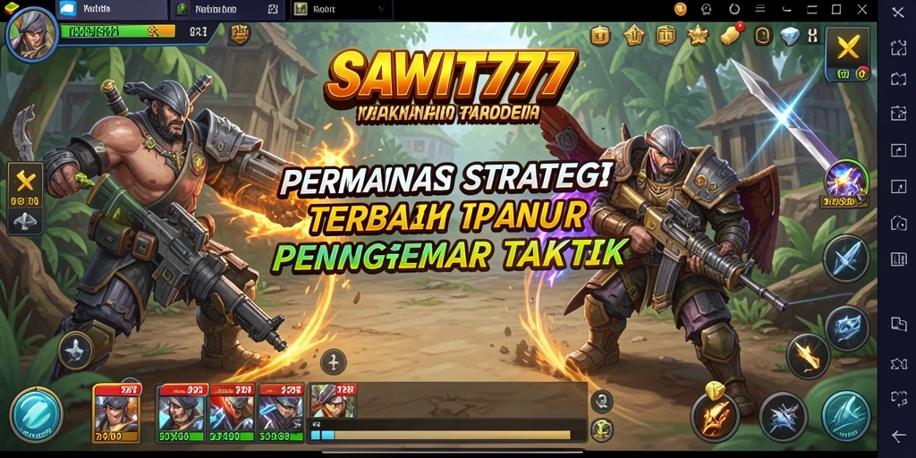 Screenshot menunjukkan aksi strategi yang intens di SAWIT777.