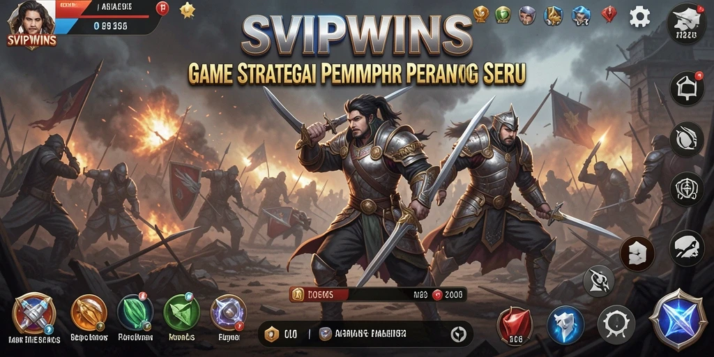 Tampilan gameplay SVIPWINS dengan strategi membangun dan perang.