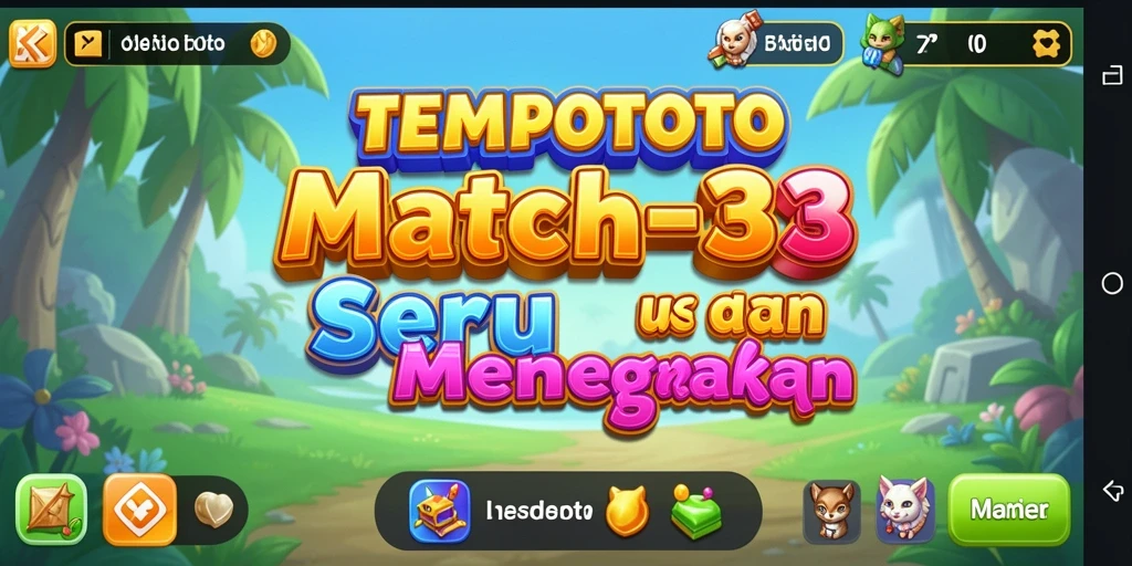 Screenshot permainan TEMPOTOTO menampilkan momen seru saat memainkan level Match-3.