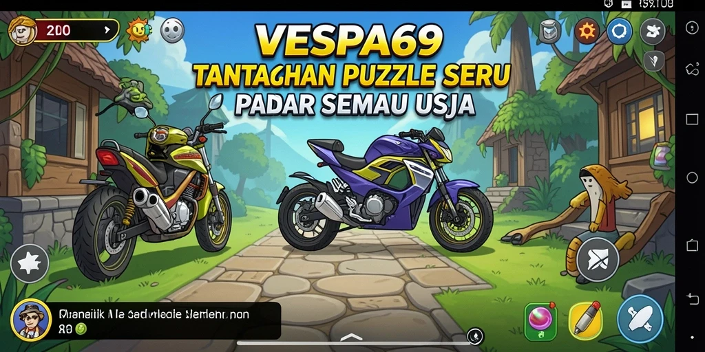 Tampilan gameplay VESPA69 yang memukau dan penuh warna.