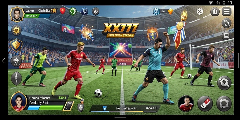 Screenshot XXX777 menampilkan aksi seru di lapangan olahraga.